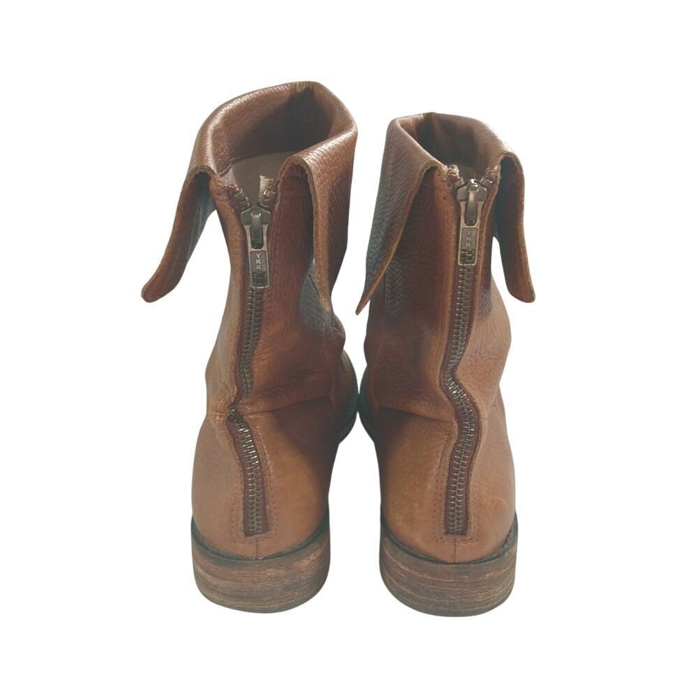 EDDIE BAUER! PECAN BROWN GENUINE LEATHER FOLDOVER TOP ANKLE BOOTS! SZ 9.5M - Picture 6 of 10